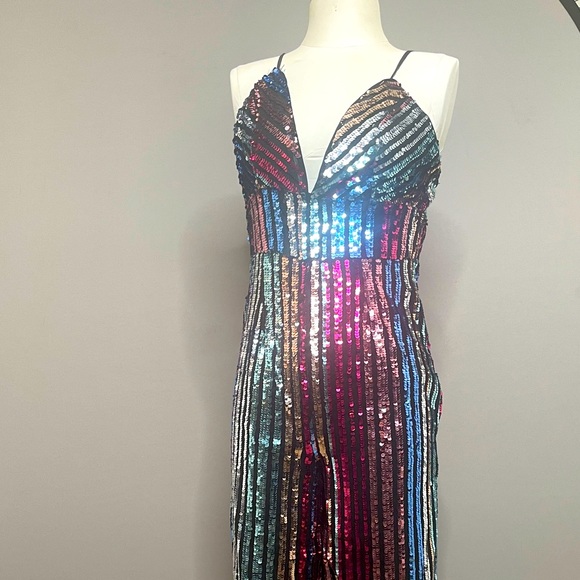 Sequin spaghetti straps multi color jump suit. - Picture 9 of 11